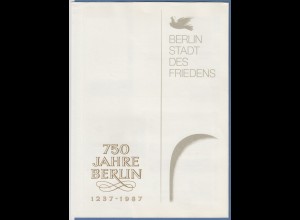DDR 1987 Gedenkfolder 750 Jahre Berlin 1237-1987 mit div. Marken, Blocks, KLB