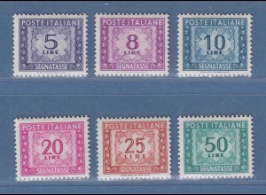 Italien 1955-57 Portomarken Ziffernzeichnung Wz.4 Mi.-Nr. 88-93 **