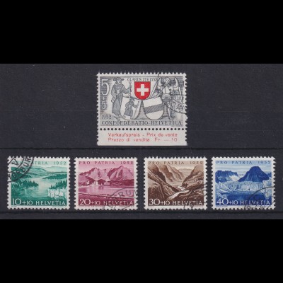 Schweiz 1952 Pro Patria Mi.-Nr. 570-74 Satz 5 Werte kpl. O 
