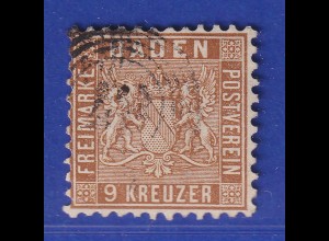 Altdeutschland Baden 9 Kreuzer rötlichbraun Mi-Nr. 15a gestempelt
