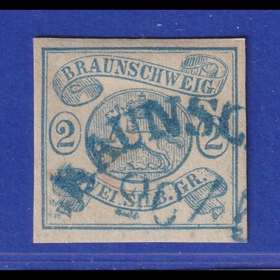 Altdeutschland Braunschweig Mi.-Nr. 2 einwandfrei, mit blauem Bogen-O BRAUNSC...