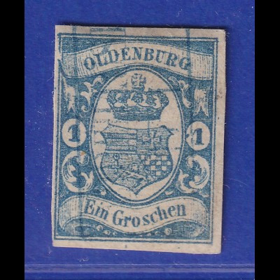 Altdeutschland Oldenburg 1 Gr. blau Mi.-Nr. 12 a gestempelt 