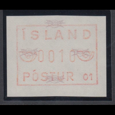 Island Frama-ATM 1.Ausgabe 1983, Aut.-Nr. 01, Posthorn breit, Mi.-Nr. 1.1.1 b 