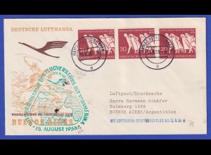 Erstflugbeleg Lufthansa Sieger-Kat.-Nr. 71 vom 15.8.1956 Hamburg-Buenos Aires