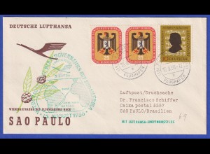 Erstflugbeleg Lufthansa Sieger-Kat.-Nr. 69 vom 15.8.1956 Frankfurt-Sao Paulo