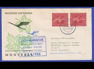 Erstflugbeleg Lufthansa Sieger-Kat.-Nr. 55 vom 27.4.1956 Hamburg-Montreal