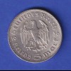 5-Reichsmark Silbermünze Hindenburg mit Reichsadler 1936 F