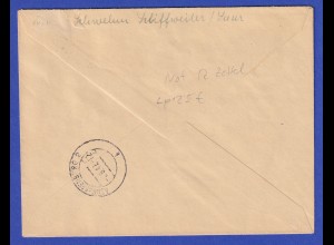 Saarland 1947 R-Brief von Schiffweiler gelaufen nach Bayern