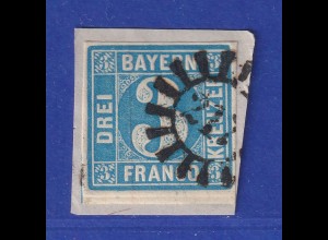 Altdeutschland Bayern 3 Kreuzer blau Mi-Nr. 2 II m. Mühlradstempel 217