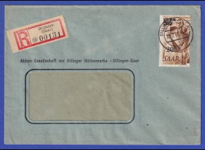 Saarland R-Brief von Dillingen nach Merzig mit EF 20 Fr. Mi-Nr. 237 II