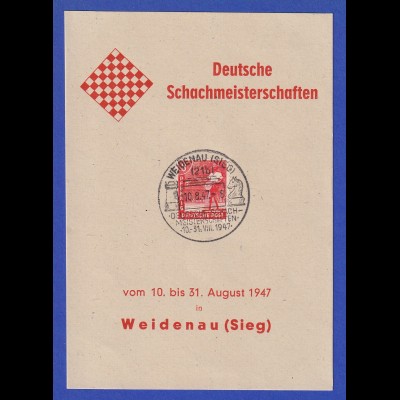 Deutsche Schachmeisterschaften 1947 Weidenau / Sieg Souv.-Karte mit Mi.-Nr. 945