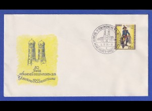 Souvenir-Beleg mit So.-O 50 Jahre Münchner Briefmarken-Club 1955, Berlin # 131