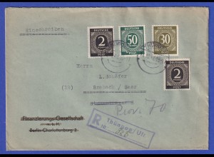 All.-Besetzung R-Brief gelaufen von Thüngen nach Brebach / Saar 17.10.47