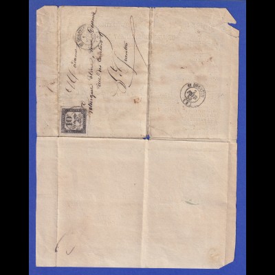 Frankreich 1859 Portomarke 10 C. Steindruck Mi.-Nr. 1 auf Brief 