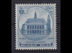 Belgien 1936 Rathaus in Charleroi Mi.-Nr. 433 (aus Block 5) postfrisch **