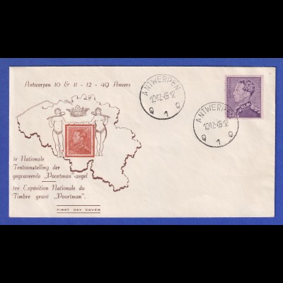 Belgien 10.12.1949 Souvenir-Umschlag Briefmarken-Ausstellung Poortman