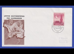 Saarland Saarmesse 1958 Mi.-Nr. 435 auf Umschlag mit LT-O Saarland 5.7.59