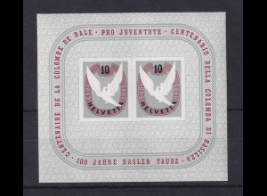 Schweiz 1945 Blockausgabe 100 Jahre Briefmarke "Basler Taube" Mi-Nr. Block 13 **