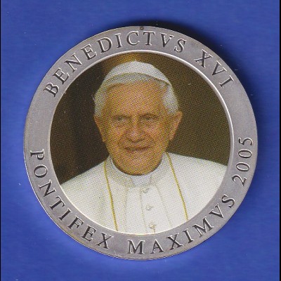 Medaille Papst Benedikt XVI. PONTIFEX MAXIMUS 2005, coloriert 