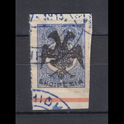 Albanien 1913 Türk. Marken mit Aufdruck 1Pia Mi.-Nr. 7 gest. auf Briefstück