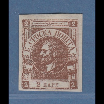 Serbien 1867 Fürst Michael III. 1 Pa Mi-Nr. 10Bb ungebraucht (*)
