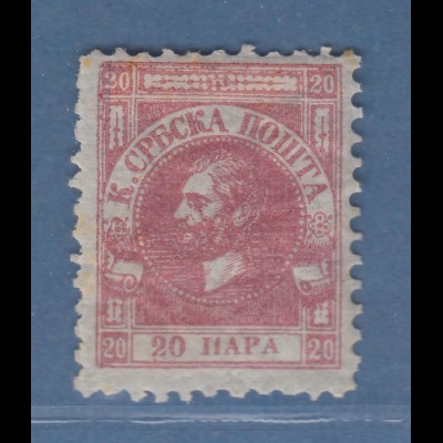 Serbien 1866 Freimarke 20 Pa rosa auf Pelure-Papier Mi.-Nr. 5x *