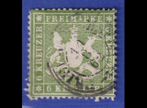 Württemberg 6 Kreuzer dünnes Pap. grün Mi.-Nr. 18ya O gpr. Heinrich BPP