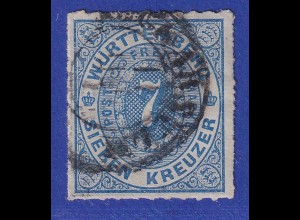 Württemberg 7 Kreuzer blau Mi.-Nr. 39a gestempelt gepr. Heinrich BPP