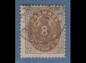 Dänemark Freimarke Ziffer im Oval 8S Mi.-Nr. 19 I A gestempelt
