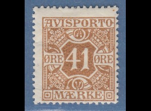 Dänemark Verrechnungsmarken Avisporto 1915 41 Öre Mi.-Nr. 13 ungebraucht * 