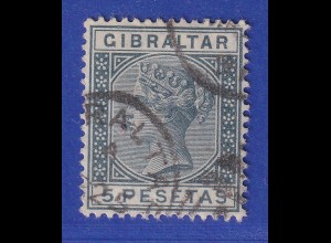 Gibraltar 1889 span. Währung 5 Pta schiefer Mi.-Nr. 29 gestempelt