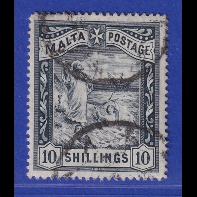 Malta 1889 Schiffbruch des Hl. Paulos 10 Shilling Mi.-Nr. 14 gestempelt