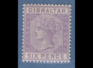 Gibraltar 1887 Victoria 6 P. violett Mi.-Nr. 13 ungebraucht *