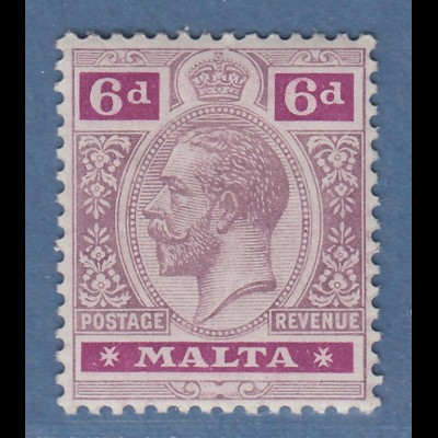 Malta 1914 König Georg V. 6 P. Mi.-Nr. 48 ungebraucht *