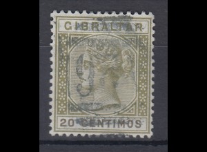 Gibraltar 1896 span. Währung 20 C grünoliv / olivbraun Mi.-Nr. 30b gestempelt