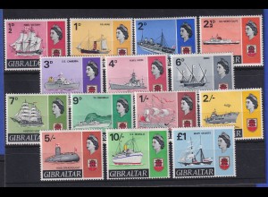 Gibraltar 1967 Freimarken Schiffe Mi.-Nr. 188-201 Satz 14 Werte kpl. **