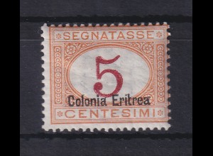 Italienisch-Eritrea 1903 Portomarke Aufdruck unten 5 C. Mi.-Nr. 1 II ungebr. *
