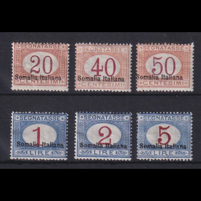Italienisch-Somaliland 1920 Portomarken Lot 6 Werte aus Mi.-Nr. 14-21 II * 