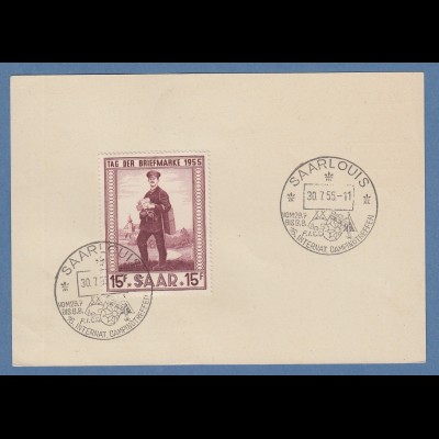 Saarland 1955 Tag der Briefmarke Mi.-Nr. 361 mit Sonder-O SAARLOUIS auf Vorlage