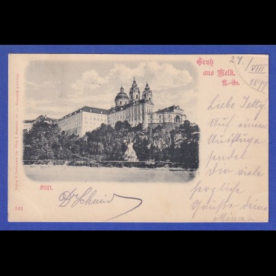 AK Österreich Gruß aus Melk (Stift) gelaufen 1899