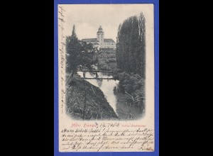 AK Österreich Mährisch Kromau Schloss Liechtenstein, gelaufen 1904 nach CHINA !