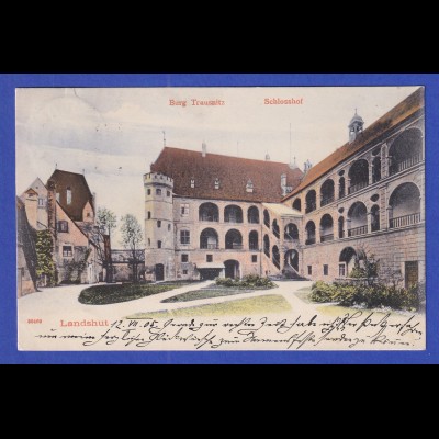 AK Bayern Landshut Burg Trausnitz Schlosshof gelaufen 1905 nach Metz