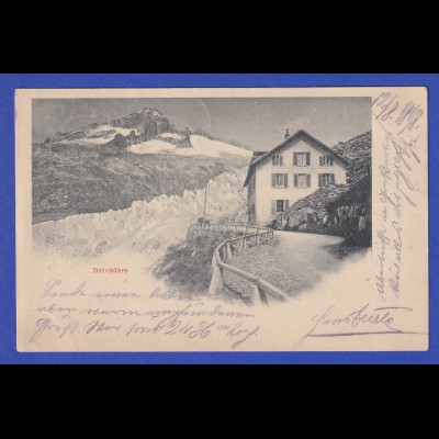 AK Schweiz Aletschgletscher Belvedere gelaufen 1898