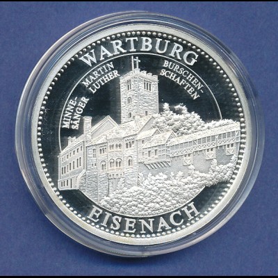 Silber-Medaille Wartburg Eisenach Martin Luther PP, 20g Ag999