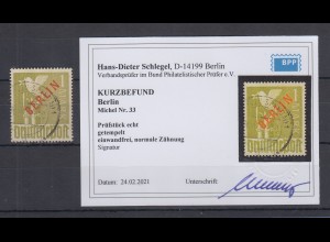 Berlin Rotaufdruck 1-Mark-Wert Mi-Nr. 33 O geprüft mit Fotobefund Schlegel