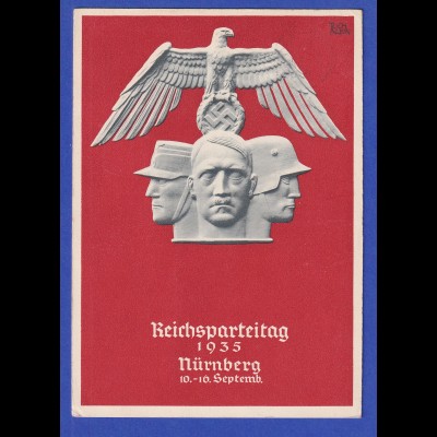 Dt. Reich Sonderpostkarte Reichsparteitag 1935 Nürnberg, gelaufen 