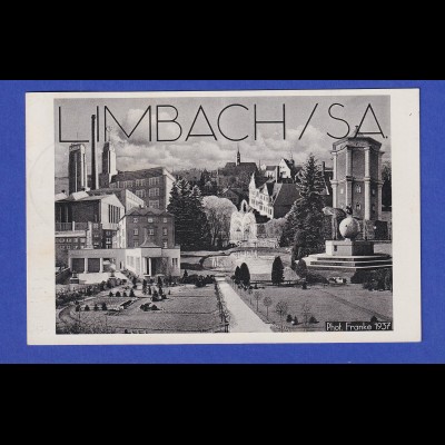 Dt. Reich Postkarte Limbach / Sachsen 1937 mit So.-O Gauparteitag 