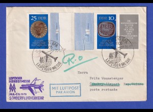 DDR Brief nach Guinea Sonderflugverkehr Leipziger Messe 1.9.70, u.a. mit 1593 L