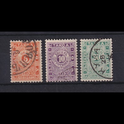 Bulgarien 1896 Portomarken Mi.-Nr. 13 - 15 gestempelt