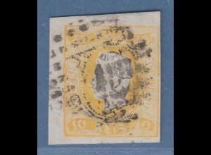 Portugal 1866 König Luis I. 10 Reis gelb Mi.-Nr. 18 gestempelt 